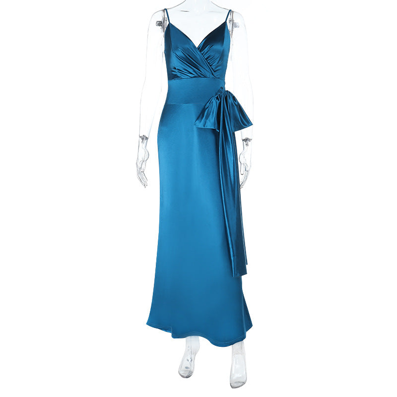 Damen elegantes Abendkleid mit Chiffon-Schleife R&B