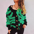 Damen Grobstrickjacke mit dekorativem Mustermix und eleganten Knopfdetails R&B