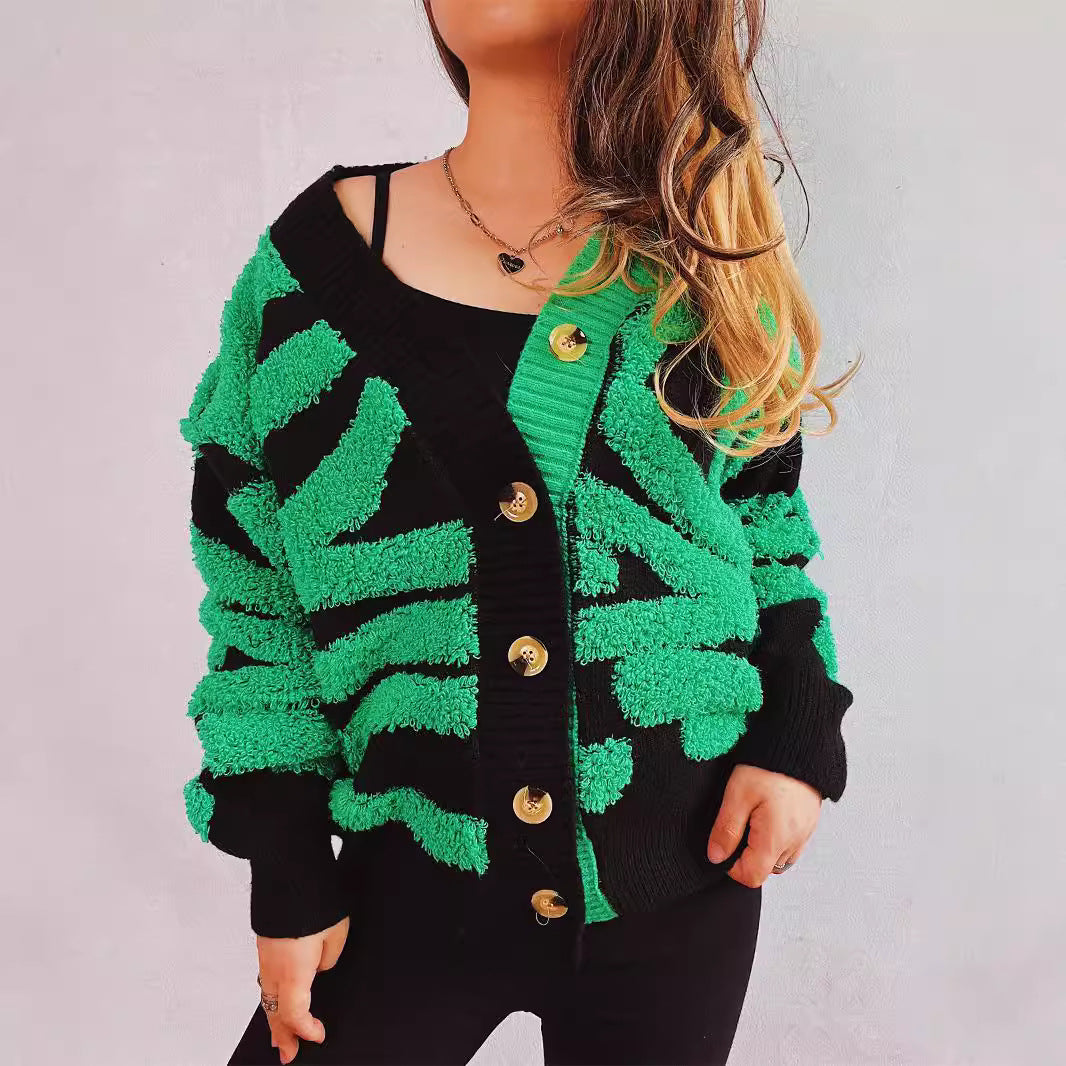 Damen Grobstrickjacke mit dekorativem Mustermix und eleganten Knopfdetails R&B