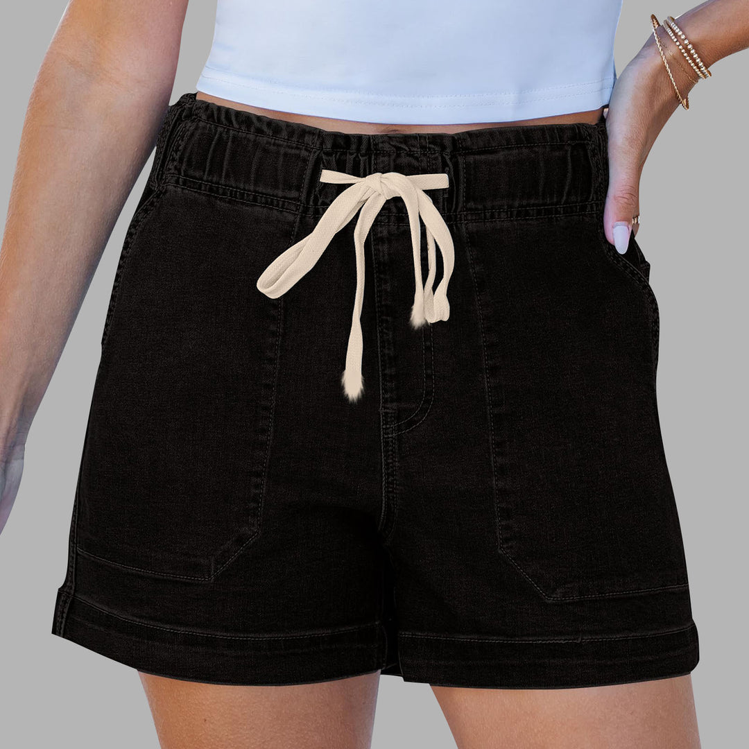 Damen bequeme Denim-Shorts mit Gummizug und praktischen Taschen R&B
