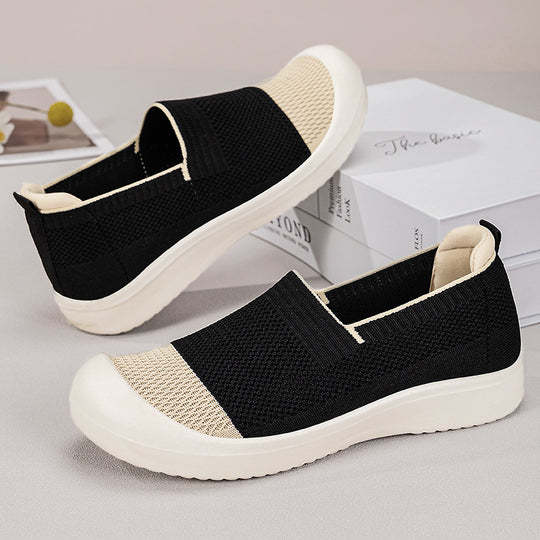 Damen Modische Slip-On Sneakers mit rutschfester und atmungsaktiver Strickoberfläche R&B