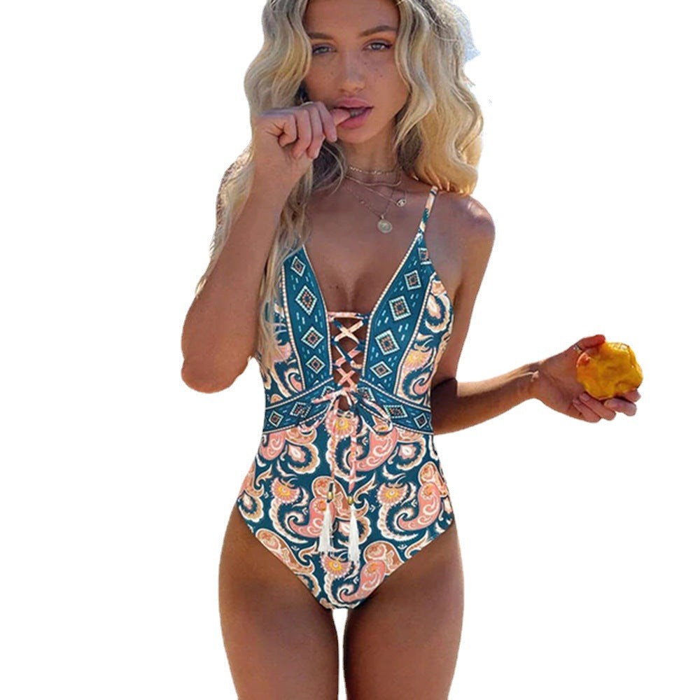 Damen eleganter Einteiler mit verspieltem Muster R&B