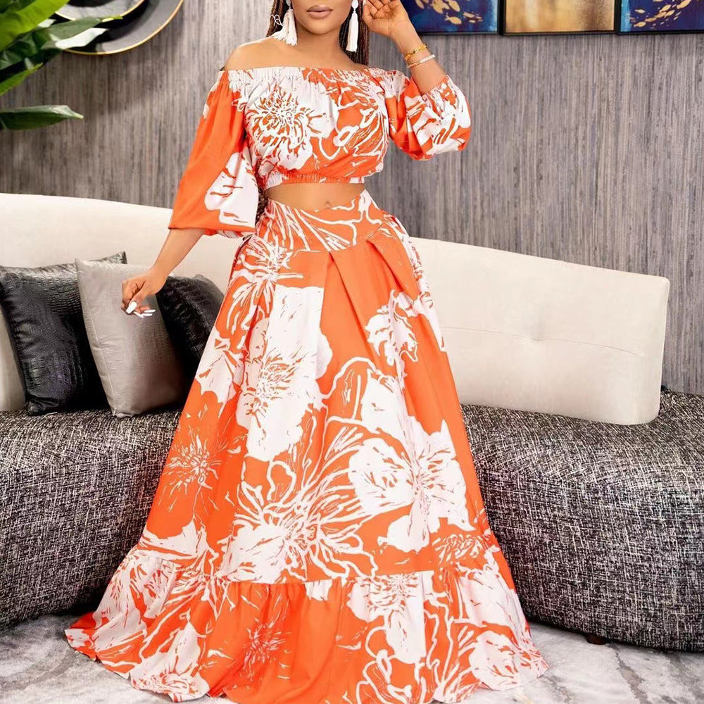 Damen Maxikleid mit überschnittenen Ärmeln und weitem Rock R&B