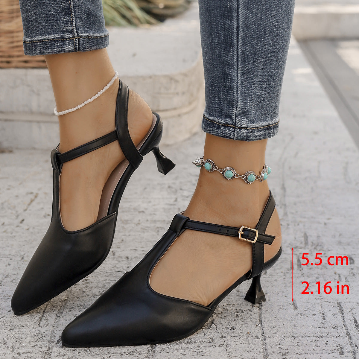 Damen Slingback-Pumps mit eleganter Spitze und komfortablem Blockabsatz R&B
