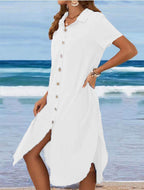 Damen Hemdblusenkleid mit Knopfdetail und schwingendem Saum R&B