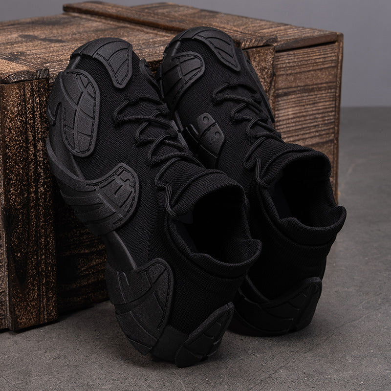 Herren nan robuster taktischer Sneaker mit nahtlosem Strickschaft, stoßdämpfender EVA-Zwischensohle und profiliertem Schutzoverlay R&B