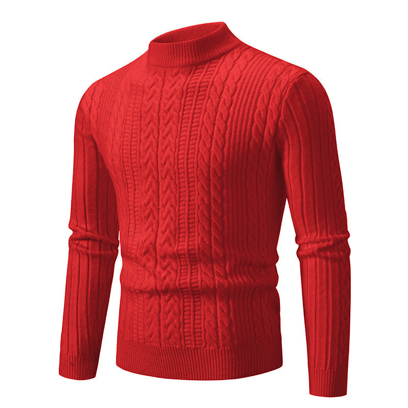 Herren eleganter Rollkragenpullover mit tiefem Zopfmuster und moderner Passform R&B