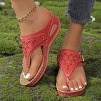 Damen Bequeme Zehentrenner-Sandalen mit Perlenschmuck und anatomischem Fußbett R&B