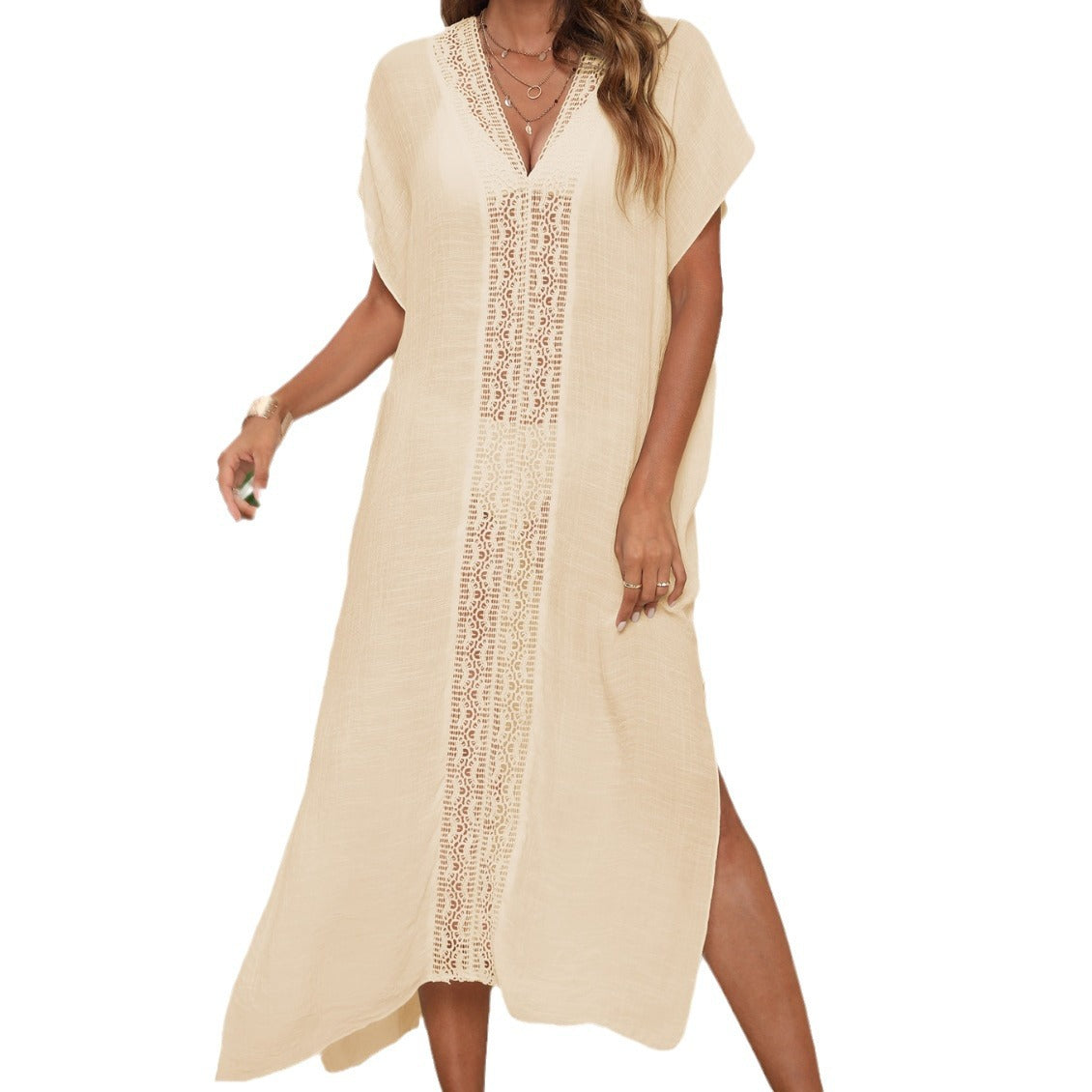 Damen eleganter Strandüberwurf mit Häkelakzenten R&B