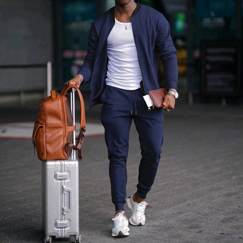 Herren Sportliches Freizeit-Set aus atmungsaktivem Material mit Reißverschluss und praktischen Taschen R&B