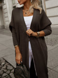Damen modische Langarm Strickjacke mit offenem Schnitt und Waffelmuster