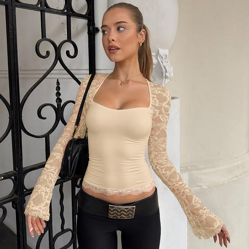 Damen Elegantes Oberteil mit Spitzendetails R&B