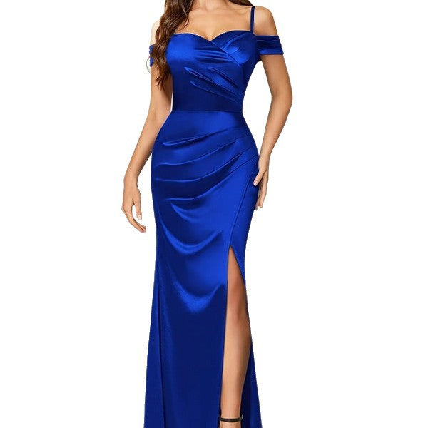 Damen Elegantes Maxikleid mit asymmetrischem Schnitt und Seitenschlitz R&B