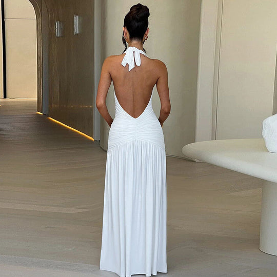 Damen Elegantes Maxikleid mit raffinierten Rüschendetails und hohem Schlitz R&B