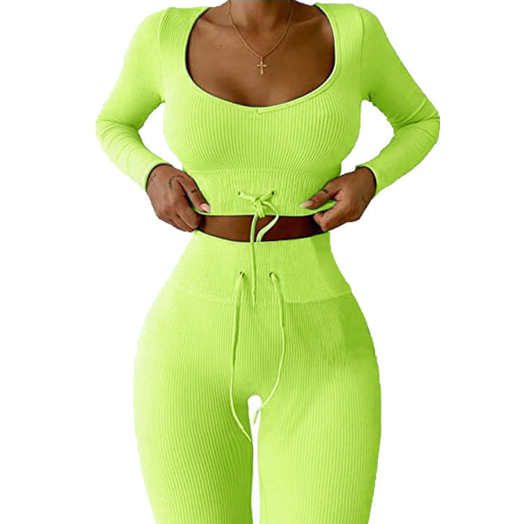 Damen Rippstrick Set mit verstellbarem Bund R&B