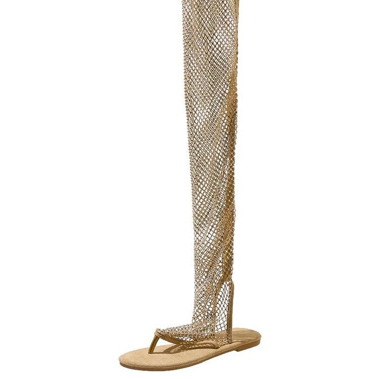 Damen Glamouröse Netz-Sandalen mit funkelnden Strassdetails R&B