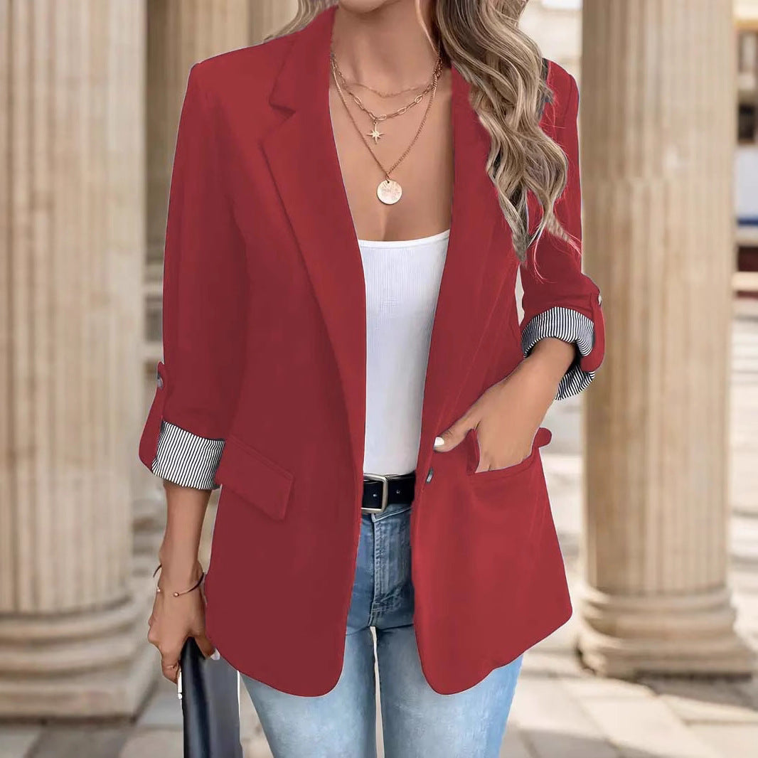 Damen schicke Blazerjacke mit kontrastierenden Ärmeldetails R&B