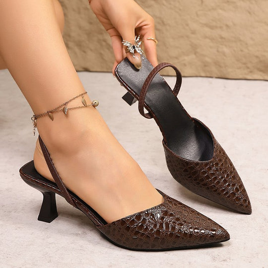 Damen elegante Slingback-Pumps mit spitzem Zehenbereich und komfortablem Absatz R&B
