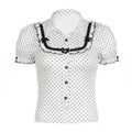 Damen Vintage Polka Dot Bluse mit Puffärmeln R&B