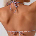 Damen Triangel-Bikini mit verspieltem Blumenmuster und verstellbaren Trägern R&B
