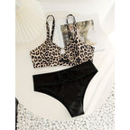 Damen Triangel-Bikini-Set mit modischem Tiermuster und knotendem Höschen R&B