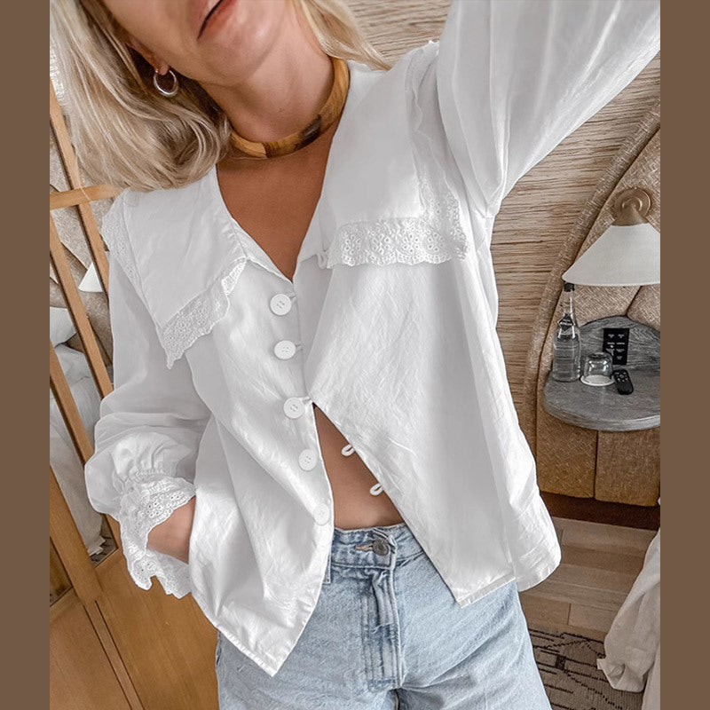 Damen Bluse mit großen Spitzeneinsätzen R&B
