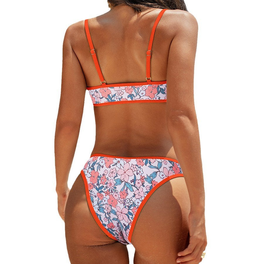 Damen Sportlicher Bikini mit R&Brnen Leoprint-Details R&B