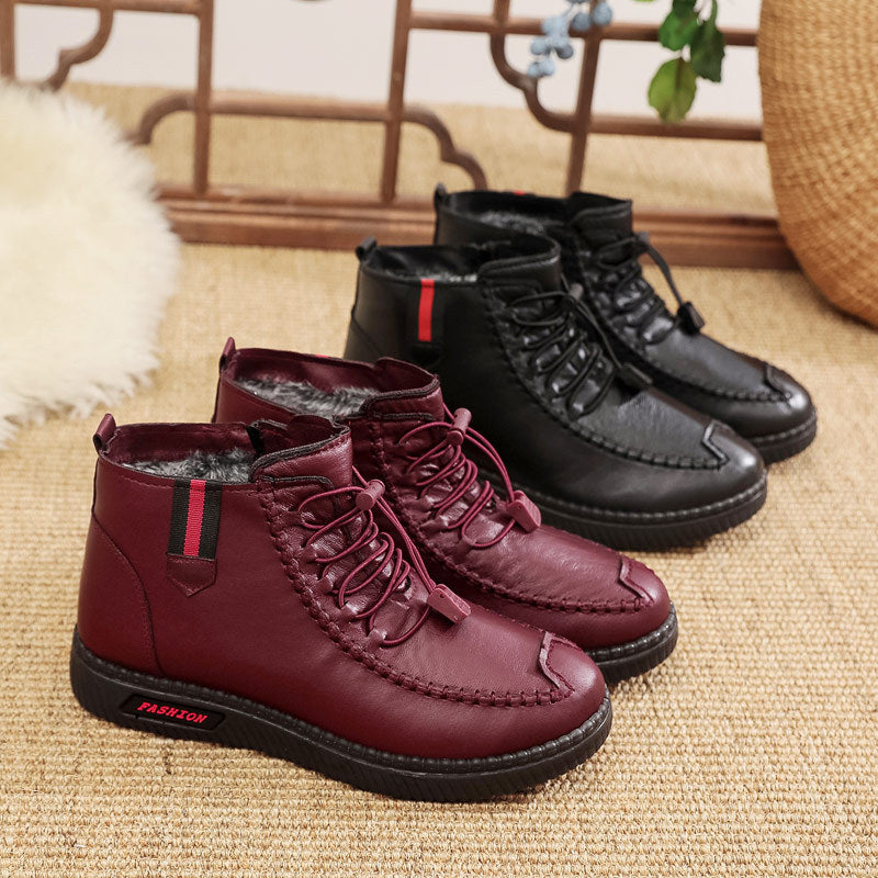 Damen Gefütterte Stiefelette mit modischer Schnürung und rutschfester Sohle
