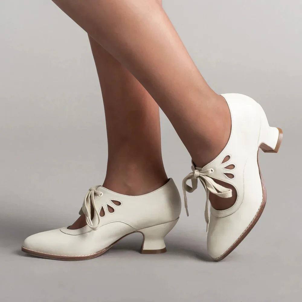 Damen Elegante Schnürschuhe mit ausgefallenen Cut-Out-Details und komfortablem Blockabsatz R&B