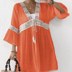 Damen luftiger Strandkimono mit floralen Stickereien R&B