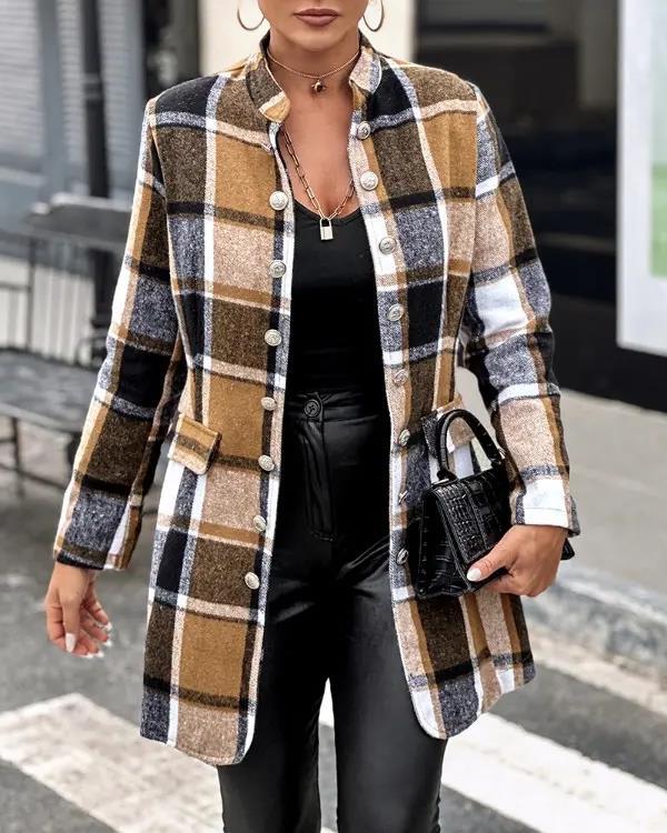 Damen Modischer Karo-Blazer aus weichem Wollmix R&B