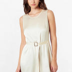 Damen Elegantes Midikleid mit Taillengürtel und fließendem Schnitt EB