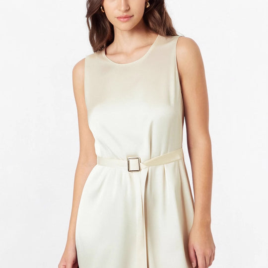 Damen Elegantes Midikleid mit Taillengürtel und fließendem Schnitt R&B
