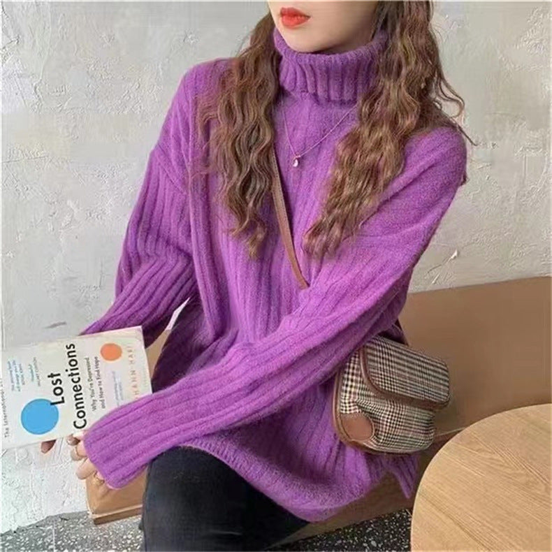Damen Hochgeschlossenes Strickoberteil mit asymmetrischem Schnitt und feiner Rippstruktur R&B