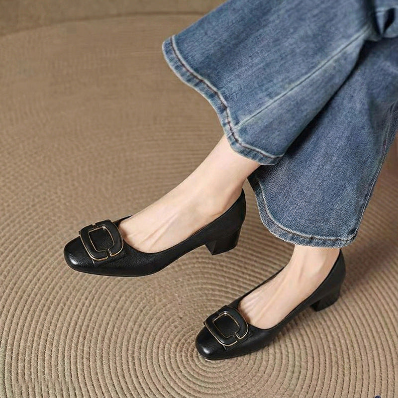Damen elegante Ballerinas mit auffälligem Schnallen-Detail R&B