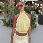 Damen Elegantes Haltertop mit Plisseeverarbeitung R&B