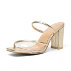 Damen stylische Blockabsatz-Sandalen mit transparenten Riemen R&B