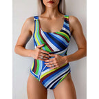 Damen Schwimmanzug mit modischem Streifenmuster