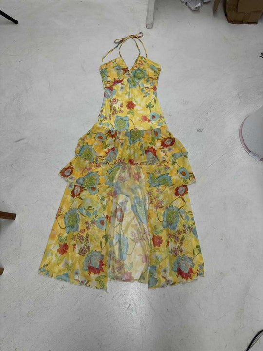 Damen Maxikleid mit floralem Lagenlook und Spaghettiträgern R&B
