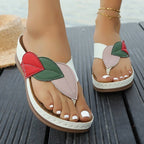 Damen modische Zehentrenner-Sandalen mit floralem Design und ergonomischem Fußbett R&B