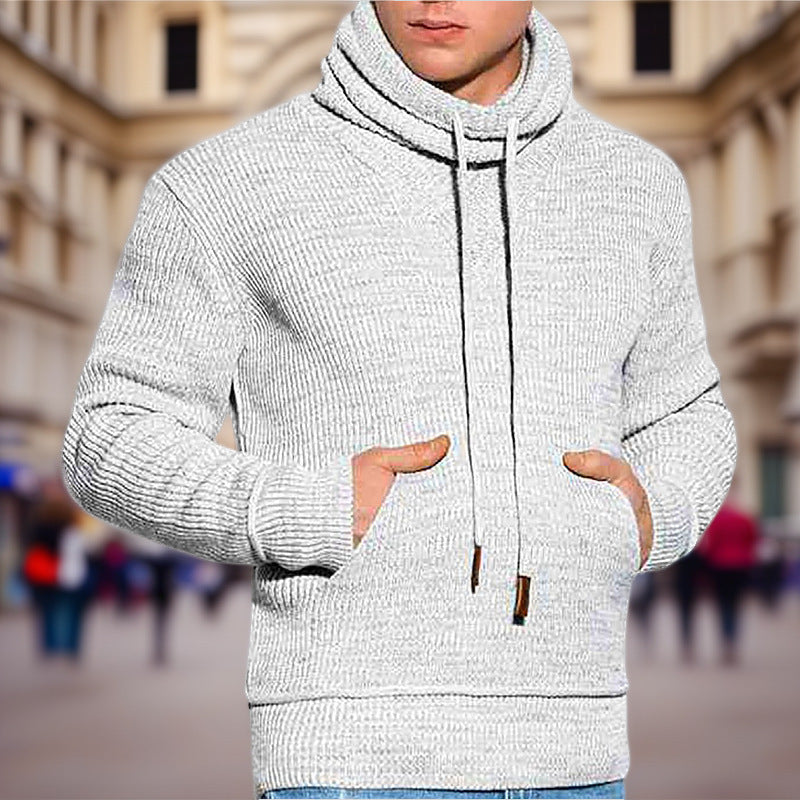 Herren Strickpullover mit hohem Kragen und seitlichen Taschen R&B