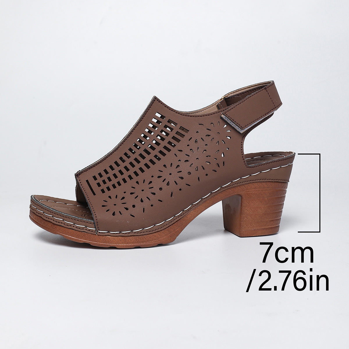 Damen Sandaletten mit durchbrochenem Design und komfortablem Blockabsatz R&B