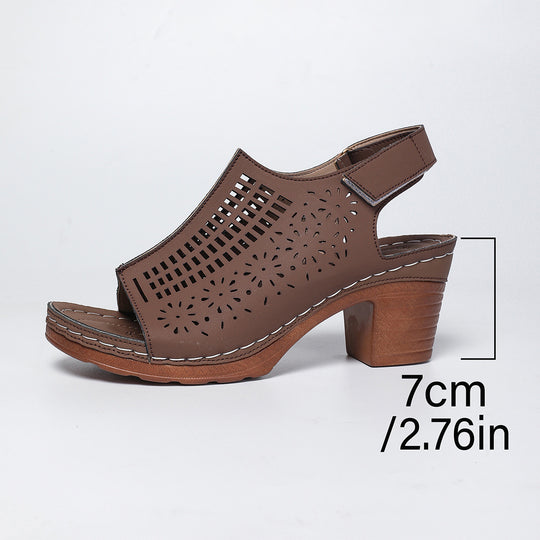 Damen Sandaletten mit durchbrochenem Design und komfortablem Blockabsatz R&B