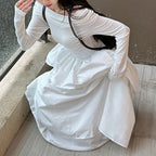 Damen elegantes Off-Shoulder Maxikleid mit modernen Trägerdetails