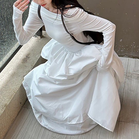 Damen elegantes Off-Shoulder Maxikleid mit modernen Trägerdetails R&B