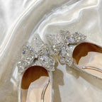 Damen spitze High Heels mit funkelndem Strass und großem Schleifenakzent R&B