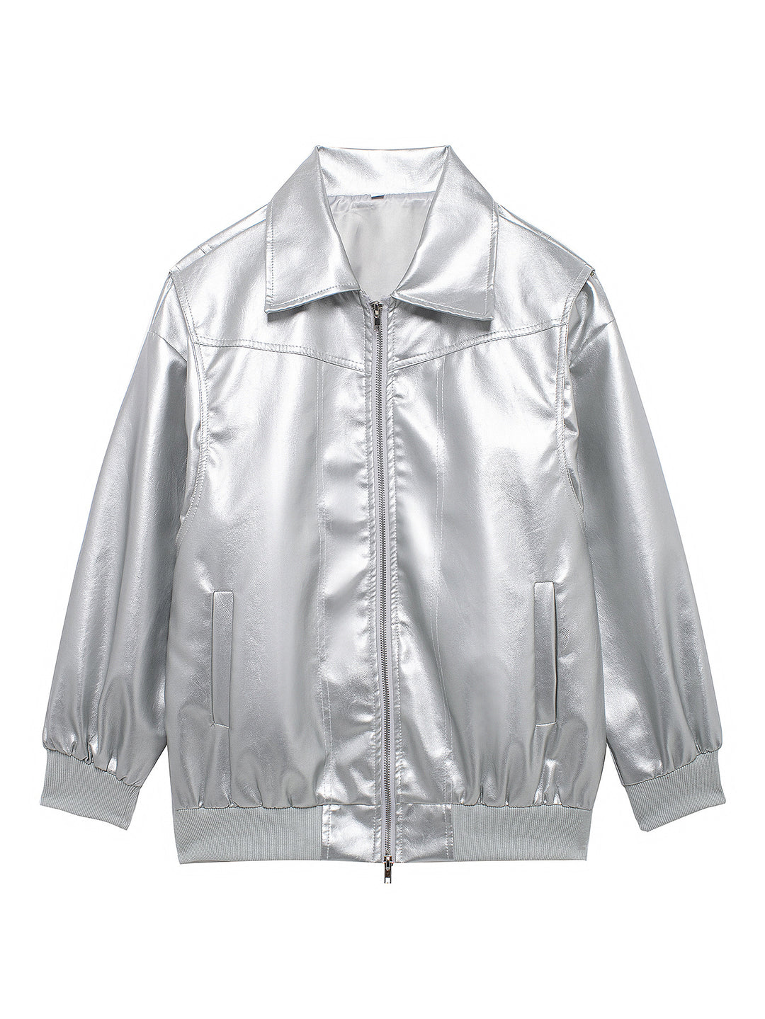 Damen Kunstlederjacke mit lässigem Schnitt und elastischem Saum R&B