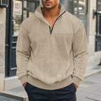 Herren Pullover mit strukturierter Optik und hohem Kragen R&B