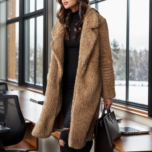 Damen Kuscheliger Sherpa-Mantel R&B