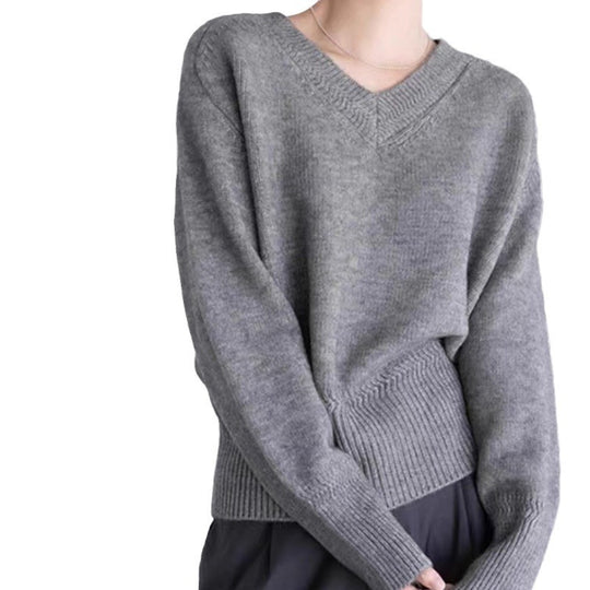 Damen V-Ausschnitt Pullover aus weichem Strick R&B